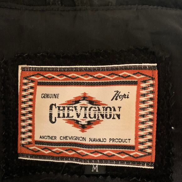 VINTAGE 80s CHEVIGNON HOPI NAVAJO NATIVE WESTERN BOHO FRINGED SUEDE JACKET M - Picture 7 of 10